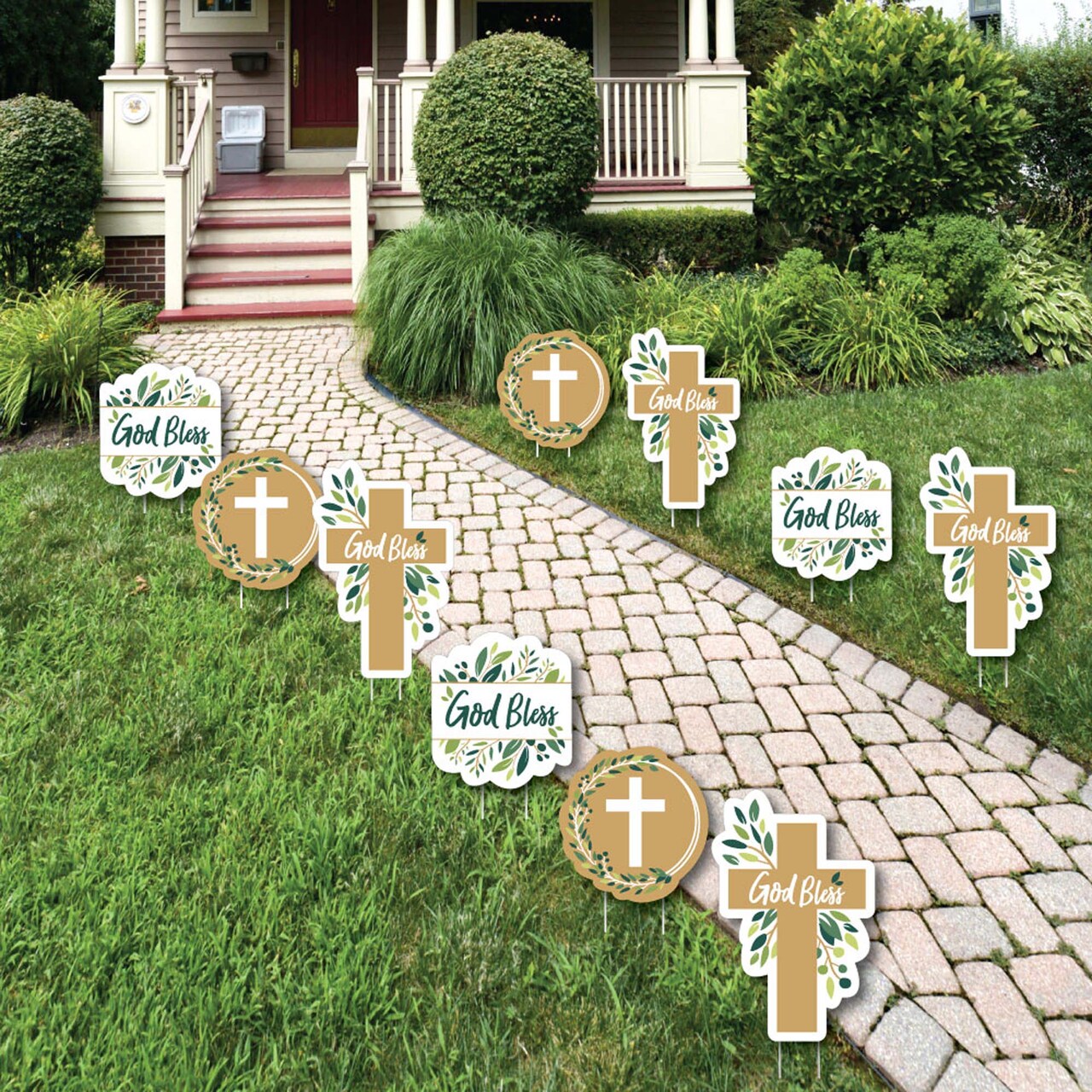 Big Dot of Happiness Elegant Cross - Lawn Decorations - Outdoor Religious Party Yard Decorations - 10 Piece